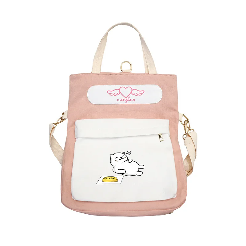 Neko Atsume kawaii, женский рюкзак с котом, милые школьные сумки для девочек, сумки на плечо, холщовые сумки через плечо для женщин, кошачий рюкзак для путешествий - Цвет: 7