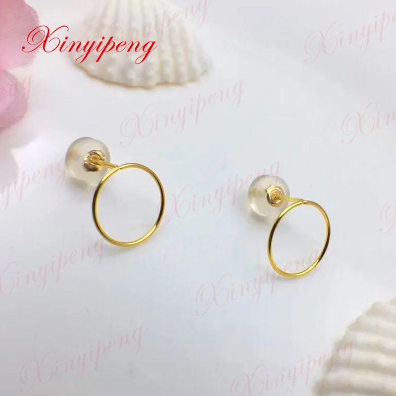 Женские серьги-подвески из натурального агата с инкрустацией 18-каратного