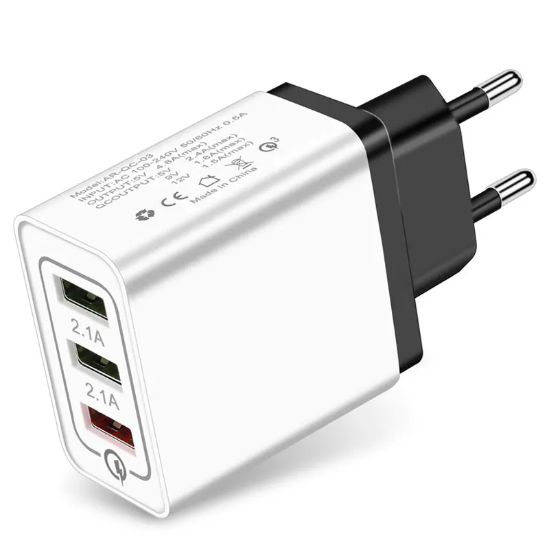18 Вт USB зарядное устройство Quick Charge 3,0 5 в 3 А для iPhone X Xs Xr 7 8 EU штекер настенный адаптер для зарядки мобильного телефона для samsung S9 Xiaomi - Тип штекера: EU Plug Black