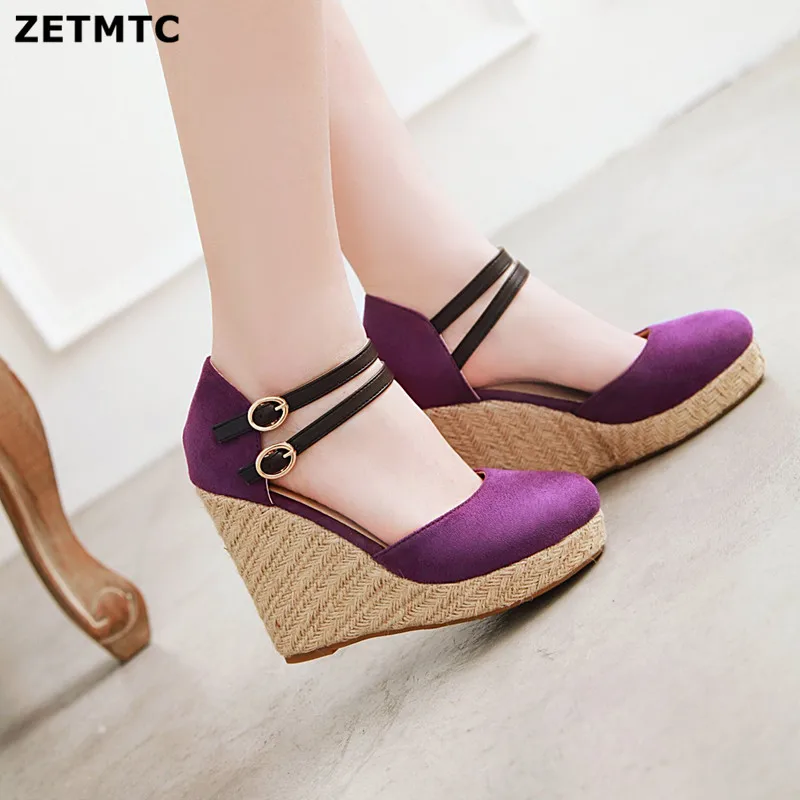 

NEW platform wedge sandals 2021 sets of heels high heels gladiator buckle with mixed color summer shoes Sandalias Mujer 34-43
