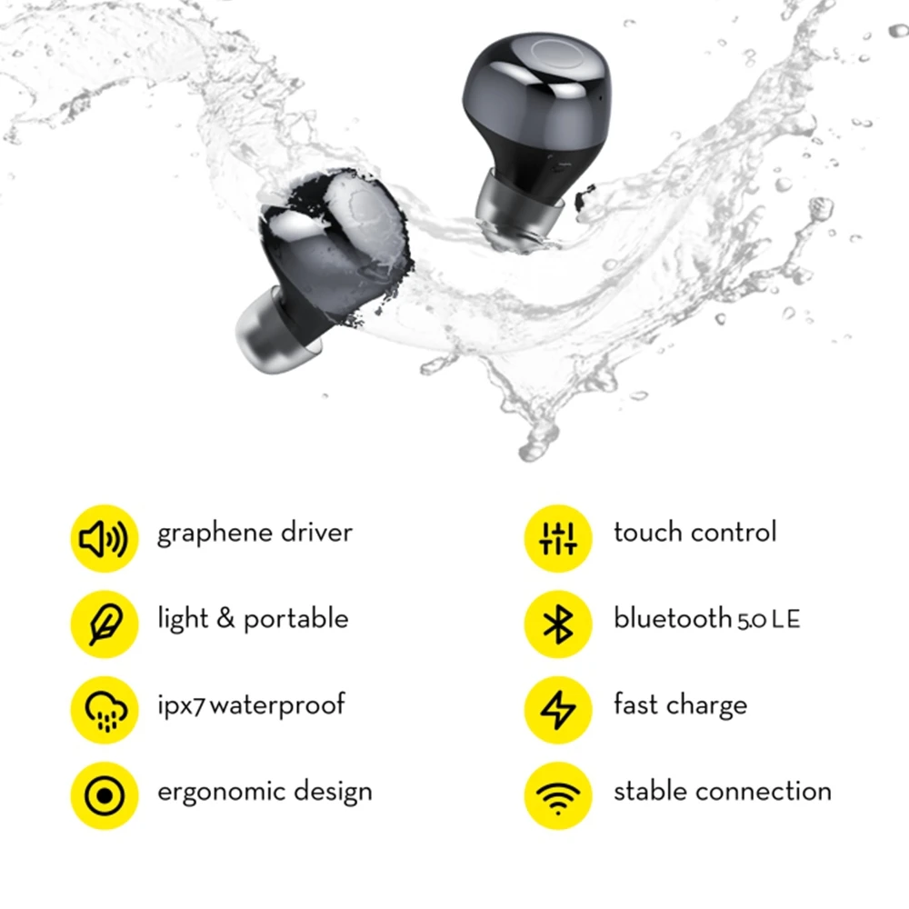 OVEVO Q65 TWS Bluetooth V5.0 сенсорное управление IPX7 водонепроницаемые беспроводные