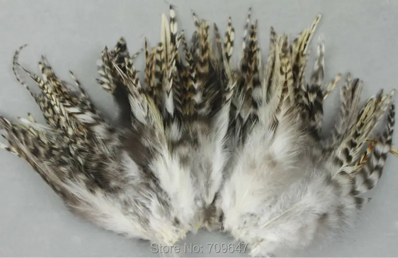 

200Pcs/Lot!4-6" 10-15cm Loose Natural CHINCHILLA Rooster Saddles Feathers for art, millinery, craft, rooster, grizzly, trim