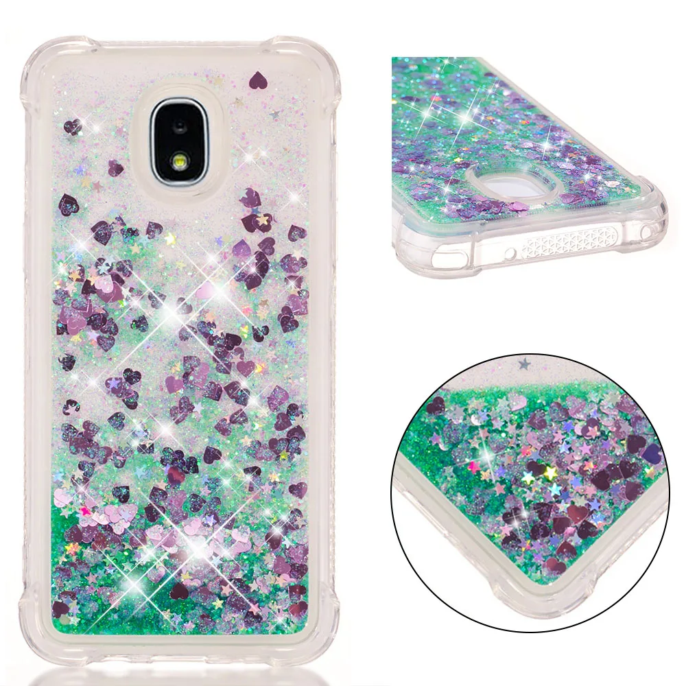Блестящий чехол для Samsung Galaxy J3 Star V Aura aure 2018 Sol 3 Express Amp Prime Dynamic Love Heart