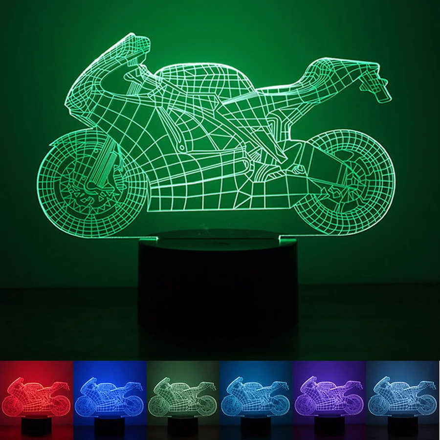 Акриловый 3D ночник Moto Настольная Светодиодная лампа с сенсорным выключателем 7