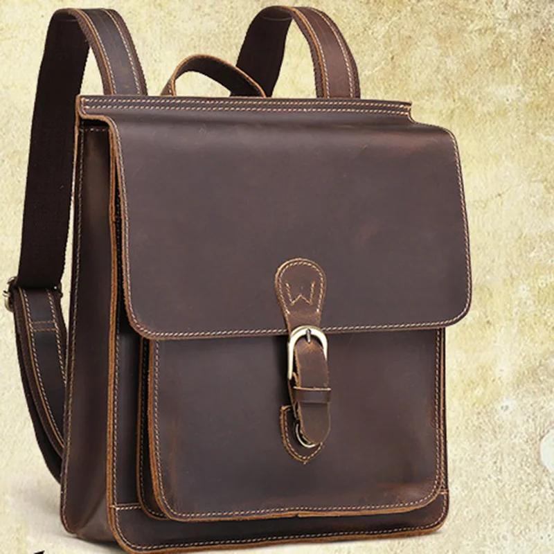 Рюкзак унисекс из натуральной кожи винтажный дорожный ранец воловьей Крейзи