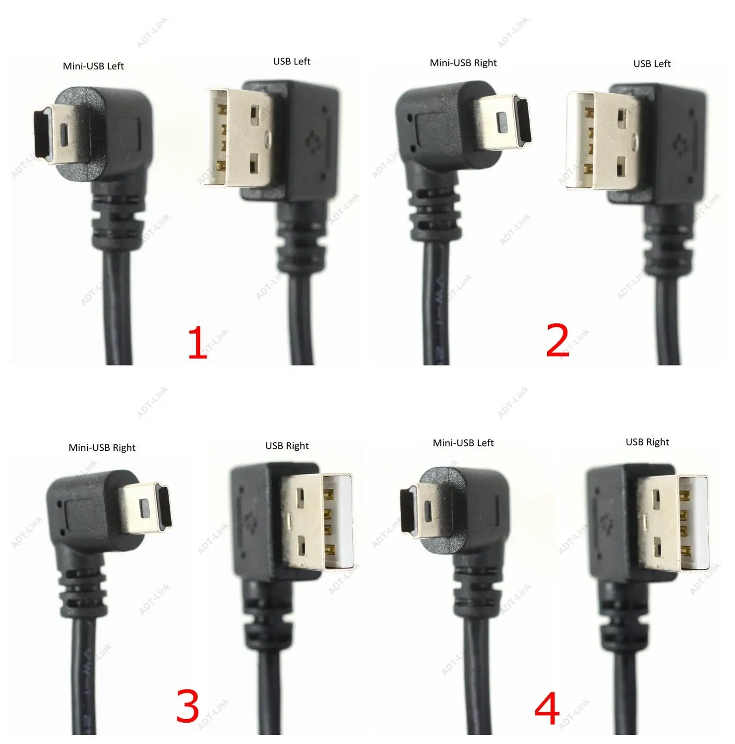 Кабель для передачи данных Mini USB 25 см правый левый угол 2 0 A штекер на мини 5