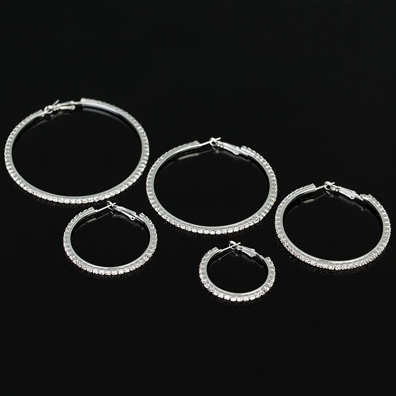 Новый модный элегантный посеребренный большой серьги кольца для женщин полный