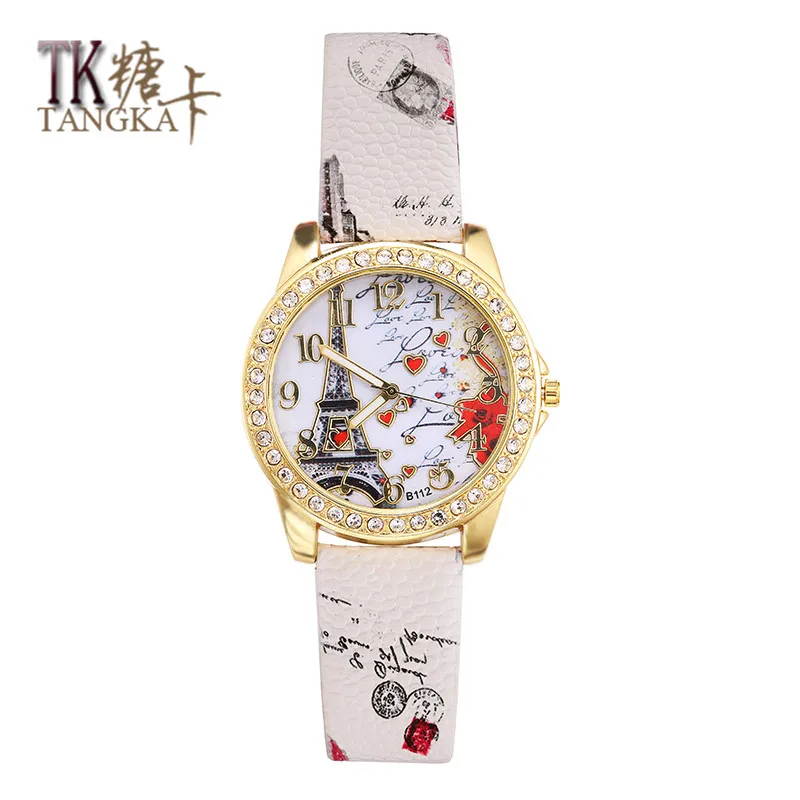 Часы женские кварцевые с алмазным циферблатом из искусственной кожи|watch f|watch