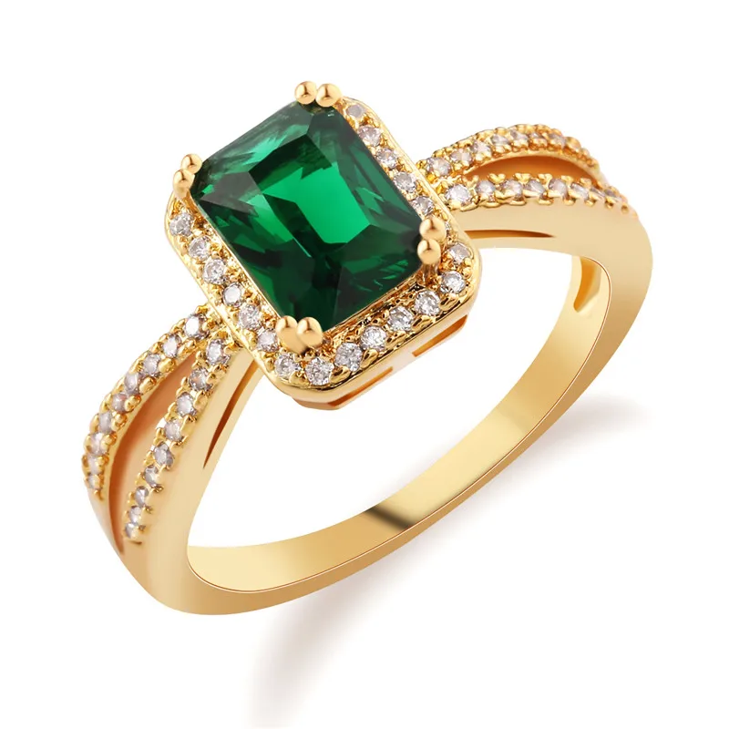 BUDONG помолвочный Зеленый хрустальный камень женское кольцо с цирконом для