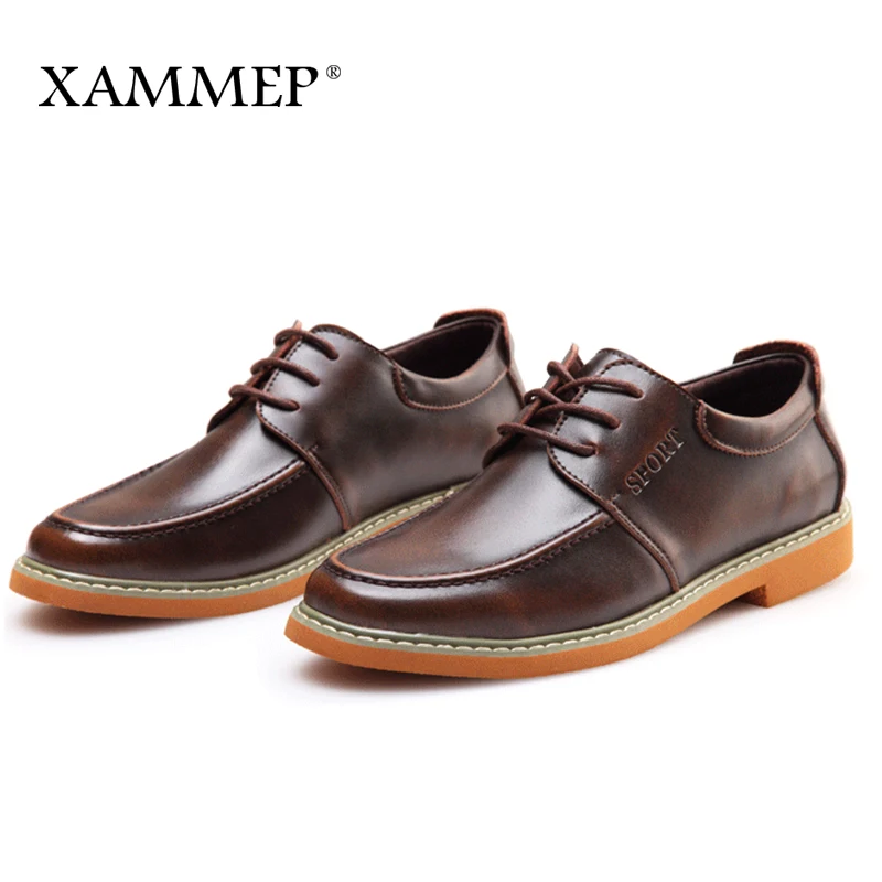 Men Casual Shoes Brand Sneakers Spring Autumn Split Leather Flats Lace up Hight Quality Plus Big Size Xammep |