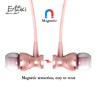 Ersuki металлические наушники-вкладыши гарнитура магнитного четкости стерео звук наушники для занятий спортом С микрофоном для Мобильный телефон MP3 MP4
