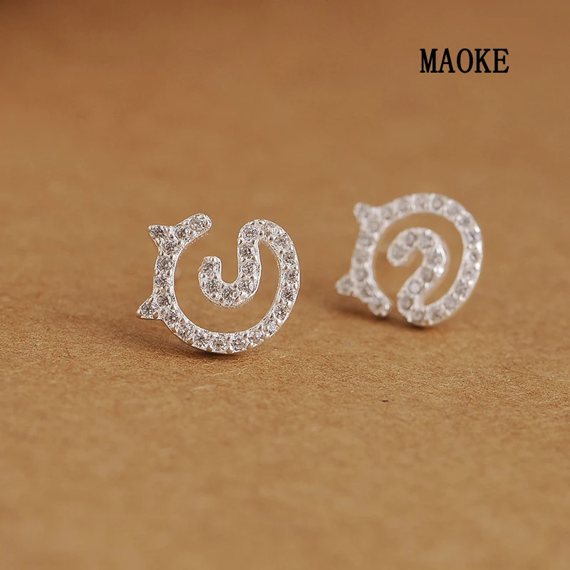 Женские серьги с котом из циркония корейские милые темпераментные стерлингового