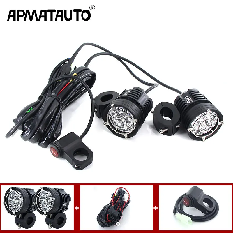 

Motorcycle LED Headlight 60W Moto spotlight head lamp auxiliary Lamp only high beam 6000K Motorbike Headlight DRL fog Lights 12v