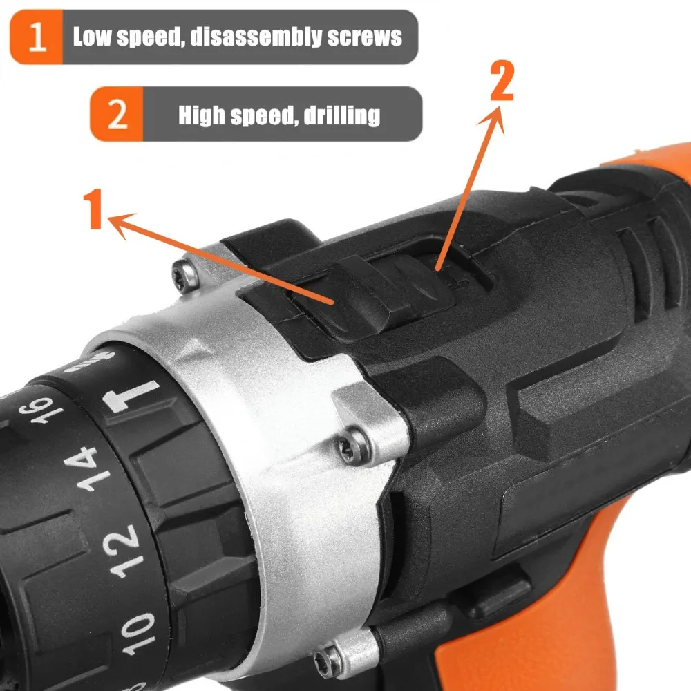 Электрическая шуруповерт Ударная дрель 21 в двухскоростная литиевая батарея