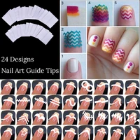 24 sheets nails sticker stencil tips guide french swirls manicure nail art decals form fringe diy sencil 3d styling beauty tools