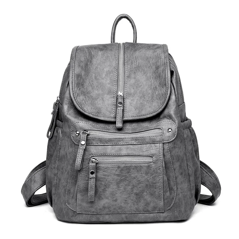 Gray Высокое качество, женский кожаный рюкзак, женский рюкзак, Sac A Dos mochila mujer, сумка на плечо, школьные рюкзаки для девочек-подростков, преппи - Цвет: Gray