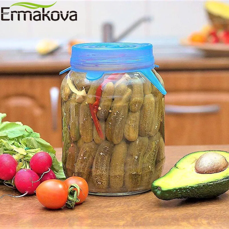 ERMAKOVA 6-Pieces силиконовые эластичные многоразовые крышки, чаши, силиконовые крышки для пищевых продуктов, уплотнительная крышка, контейнер, крышка, сохраняющая свежесть пищи, гаджет