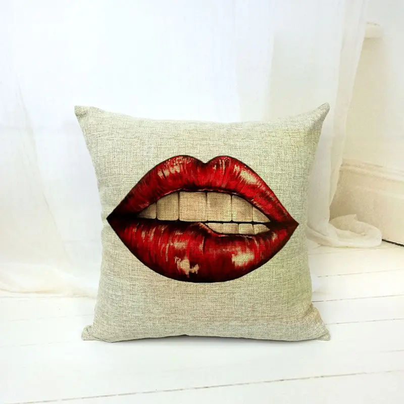 Cute Sexy Lips Cushion Cover Throw Pillows Case Cotton Linen Pillowcase Cojines Capa Para Almofada | Дом и сад
