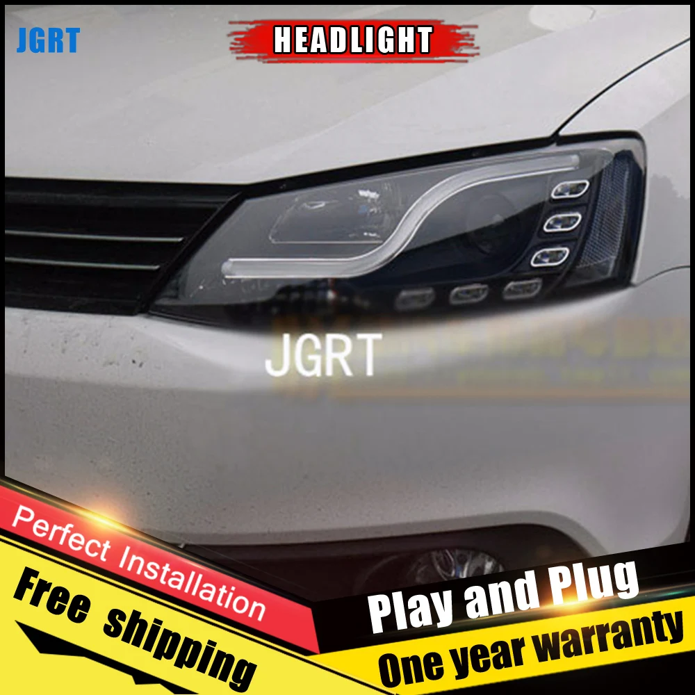 2 шт. автомобильный стиль светодиодный фары для VW Jetta 2012 2015 Головной фонарь DRL