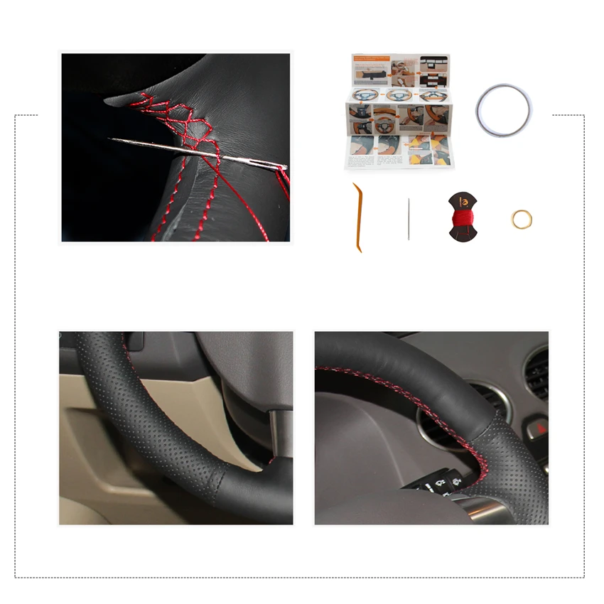 MEWANT черная искусственная кожа Чехол рулевого колеса автомобиля для Ford Focus 2 2005-2011(3-спица