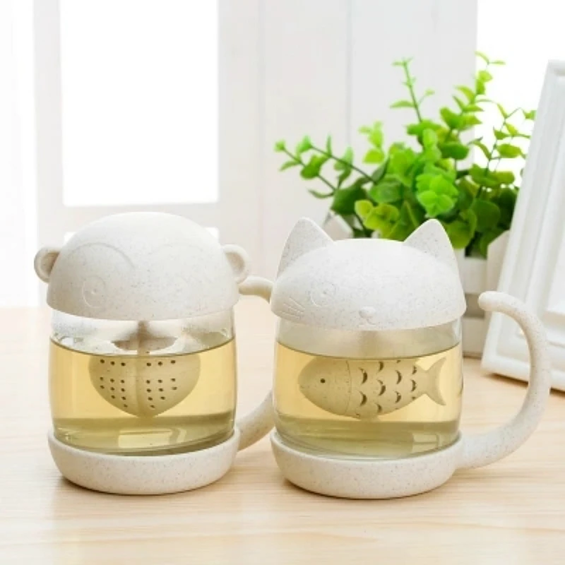 3D милый кот кружка ситечко для чая стеклянная личность молоко с Infuser изолировать