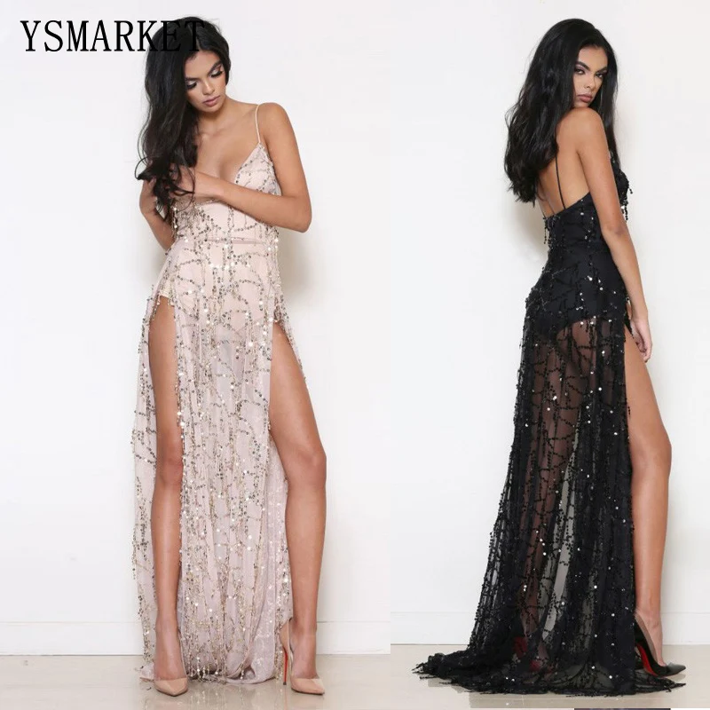 Платье YSMARKET E21668 женское длинное с блестками и бахромой|fringed party dresses|long dressdress women |