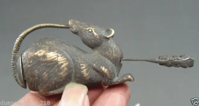 Китайская Бронзовая фольклорная статуя фэн-шуй мыши зодиака года скульптура