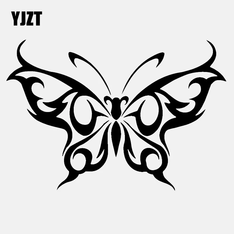 

YJZT 15CM*10.3CM Vinyl Decal Car Sticker Butterfly Tribal Design Truck Car Tattoo Window Laptop Black/Silver C24-0076