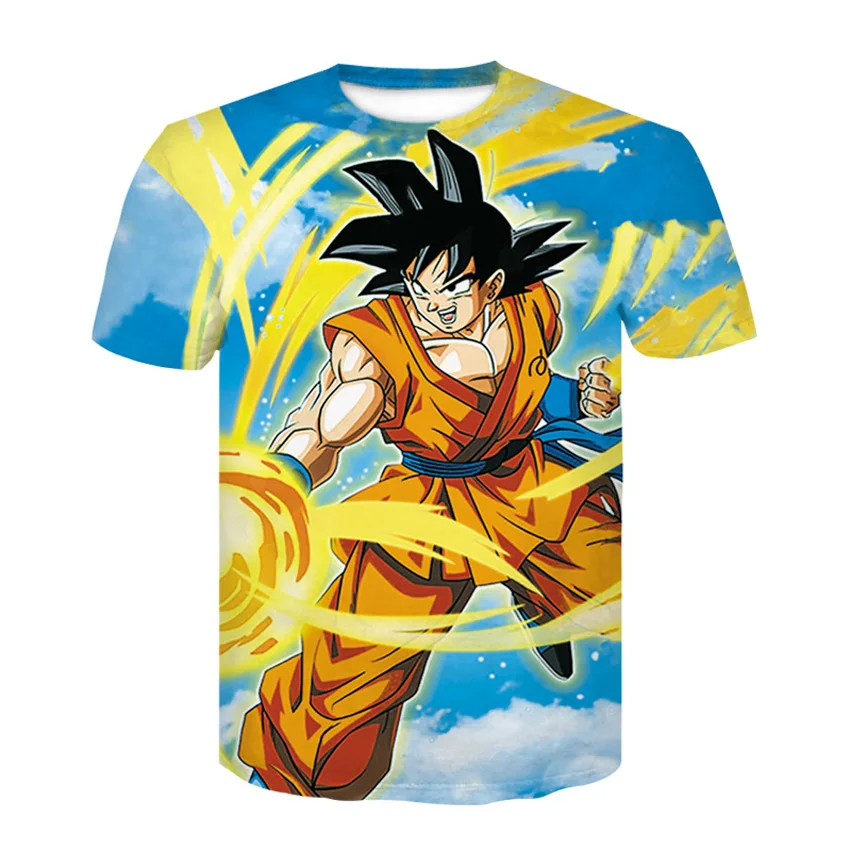 Летняя мужская футболка розничная продажа Забавные футболки с 3D принтом Dragon Ball