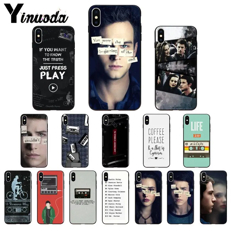 11pro MAX 13 причины почему умный чехол черный мягкий для телефона iPhone 5 5Sx 6 7 7plus 8 8Plus X XS