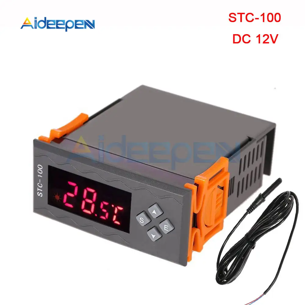STC-100 DC 12V STC-3000 STC-1000 STC-100 Температура Управление; 12V 24V 110 V-220 V светодиодный цифровой терморегулятор Термостат Управление+ NTC Сенсор - Цвет: STC-100 DC 12V