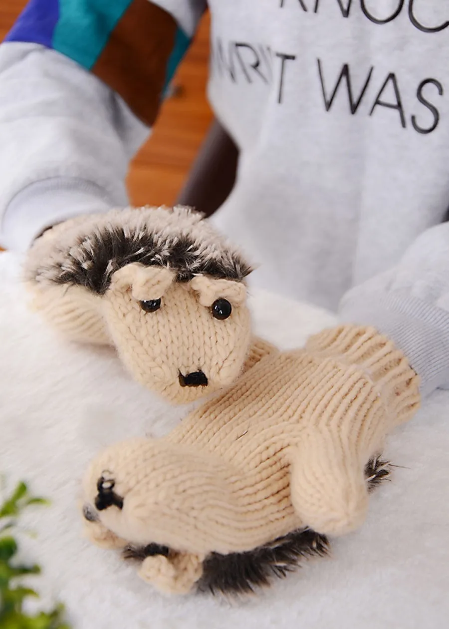 2017 новые зимние перчатки Женские варежки ежики зимняя рукавица без пальцев