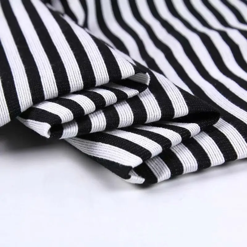 2019 черно-белая полосатая жаккардовая ткань осенние черно-белые полосатые