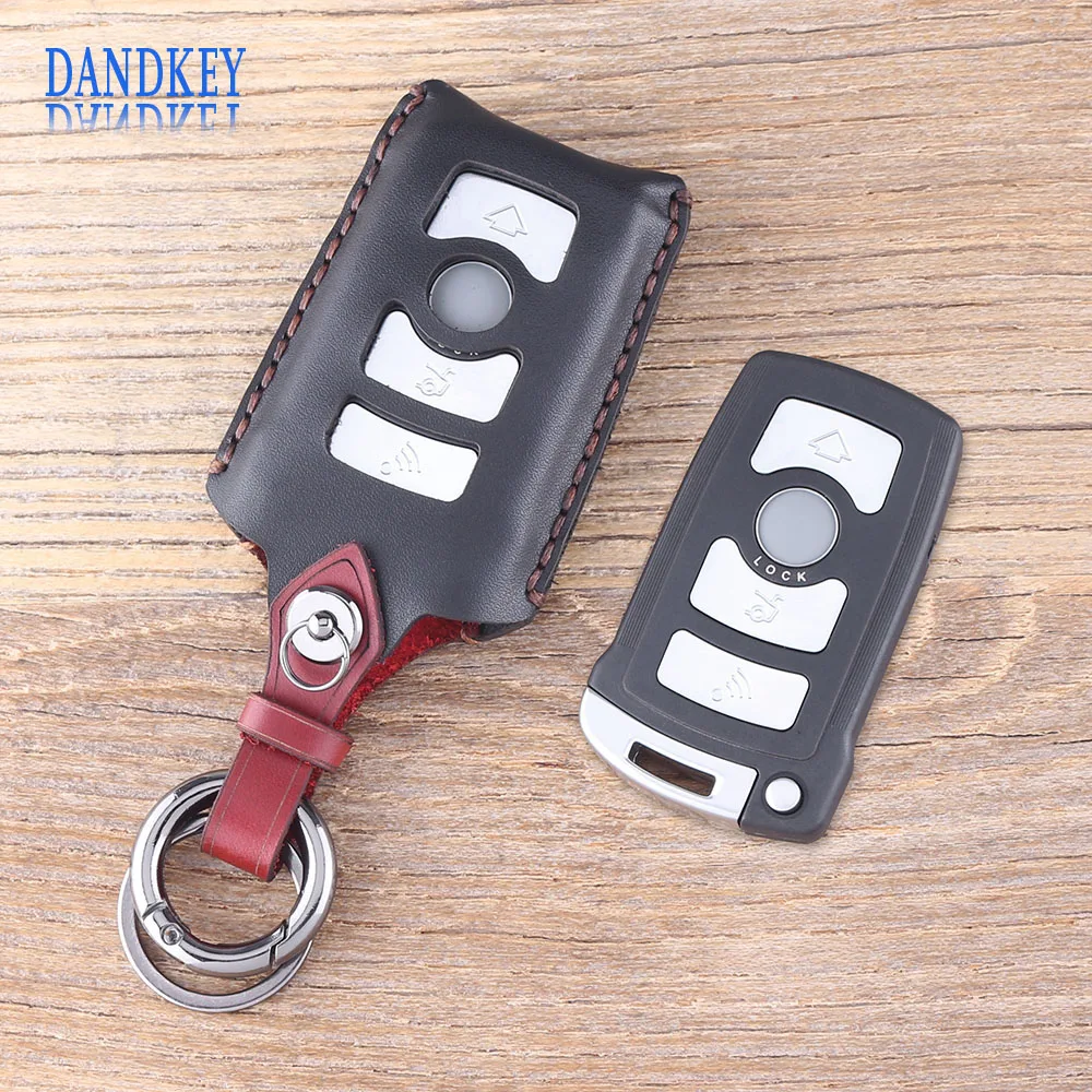 Кожаный чехол для ключей Dandkey 4 кнопки BMW 7 серии E65 E66 E67 E68 745i 745Li 750i 750Li 760i 7b|Ключ от