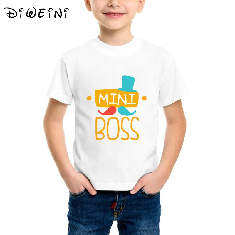 2019 Забавные футболки с принтом Корона Мини надписью Boss для маленьких мальчиков