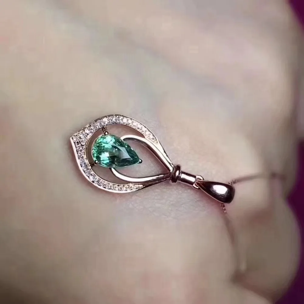 Кулон с натуральным зеленым изумрудом, кулон с натуральным драгоценным камнем, ожерелье из серебра S925 пробы, элегантные маленькие капли воды, женские вечерние ювелирные изделия