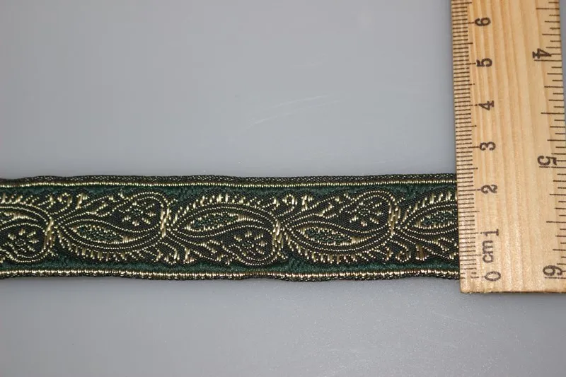 10 ярдов/партия плетеная жаккардовая лента 2 5 см зеленый фон золотой