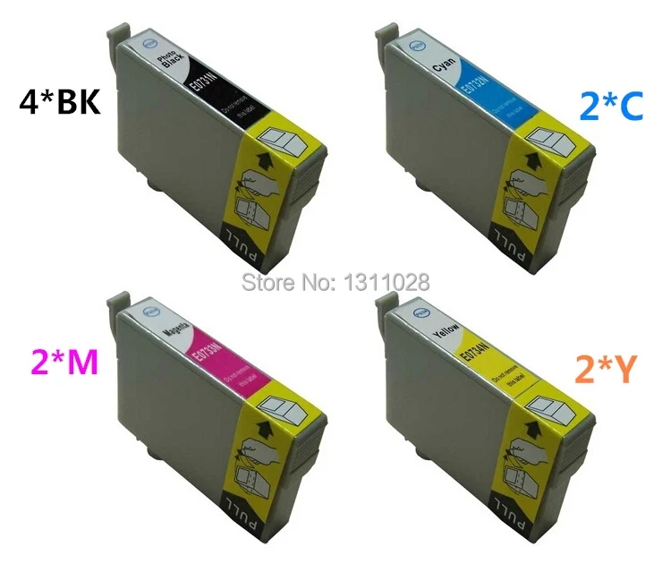 

INK WAY Value Pack,2 extra BK plus 2 Sets Compatible ink cartridge for 73N T0731N BK T0732N C T0733N M T0734N Y