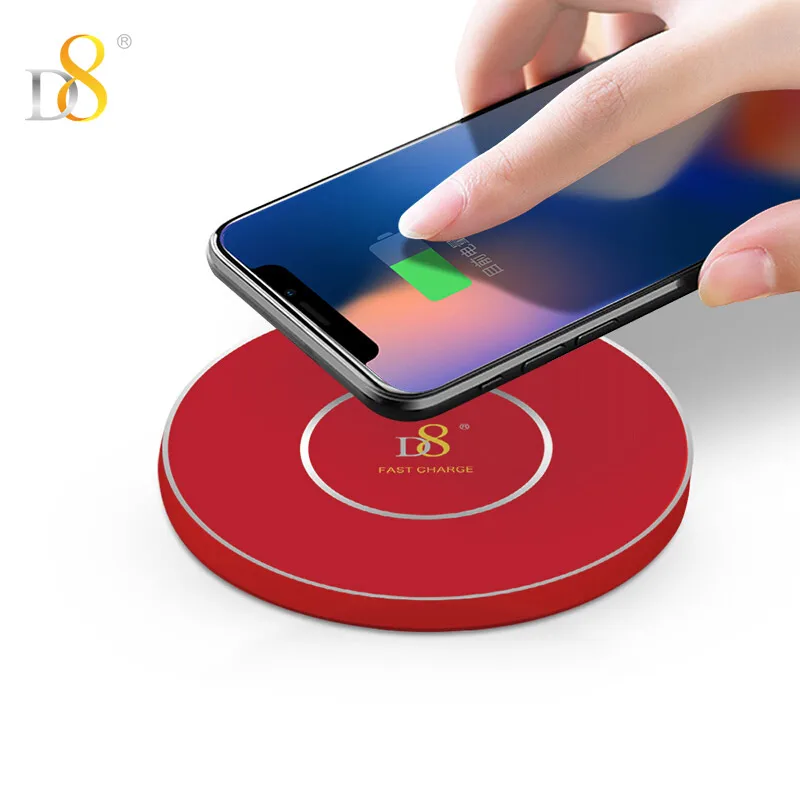 D8 Qi Wireless Charger 10W Solid Universal Fast Charging Pad For iPhone X 8 Plus Ultra Thin 8mm Samsung | Мобильные телефоны и