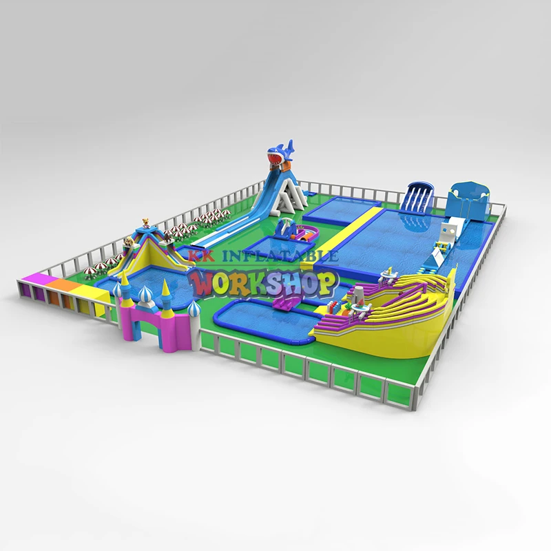 Kopen Lot Van Opblaasbare Water Park Combinatie, Water Games, Glijbaan Opblaasbare Aqua Pretpark Te Koop