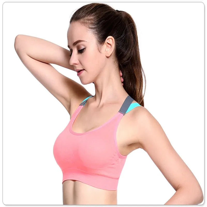 100pcs/Cross Strap Back Women Sports Bra,Professional Quick Dry Padded Shockproof Gym Fitness Running Sport Brassiere Tops