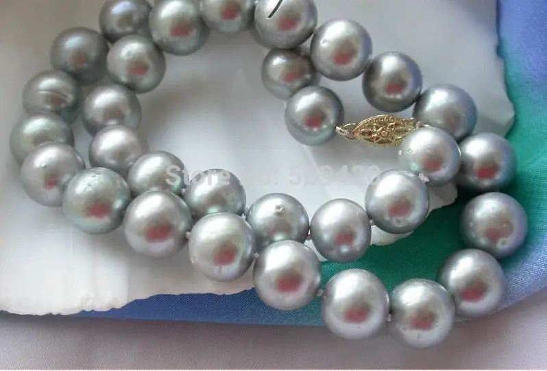 

Free Shipping Genuine AAA++ 10-11MM TAHITIAN GRAY PEARL NECKLACE 17"