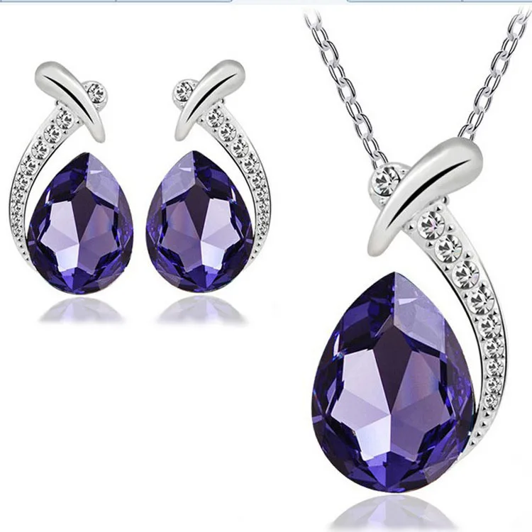 2017 искусственные подвески в форме капли воды ожерелье серьги-гвоздики ювелирные