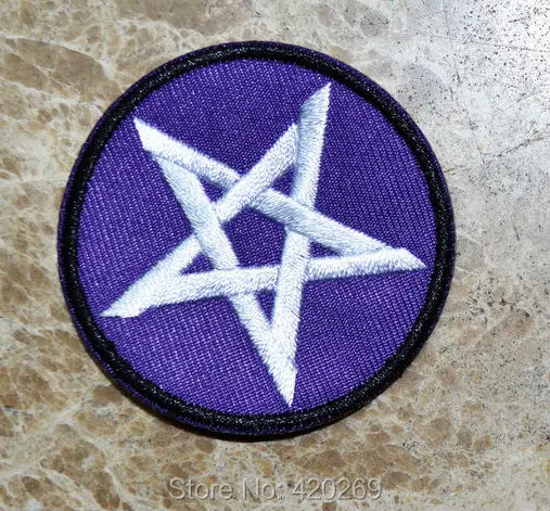 

HOT SALE ~ Satanic pentagram Iron On Patches, sew on patch,Appliques, Made of Cloth,100% Guaranteed Quality