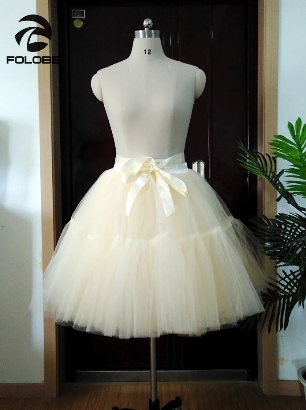 

FOLOBE Puff Women Ivory Tulle Skirt faldas Vintage Midi plus size Grunge Jupe Female Ball Gown Tutu Skirts