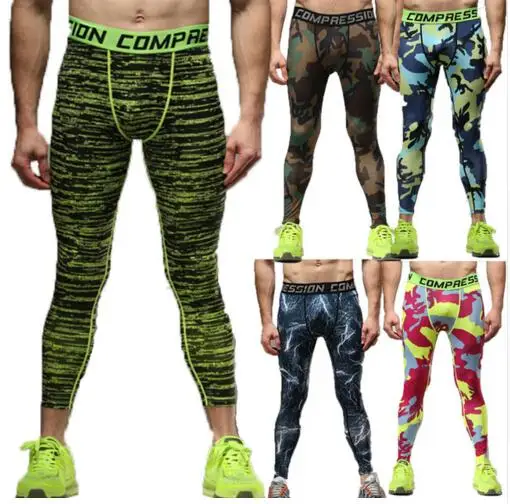 Мужские камуфляжные легинсы с 3D принтом быстросохнущие компрессионные штаны