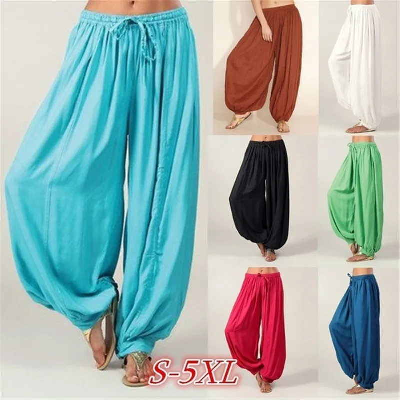 Drop Shipping 2018 New Women Plus Size Solid Color Casual Loose Harem Pants Trousers Cotton S-3XL | Женская одежда