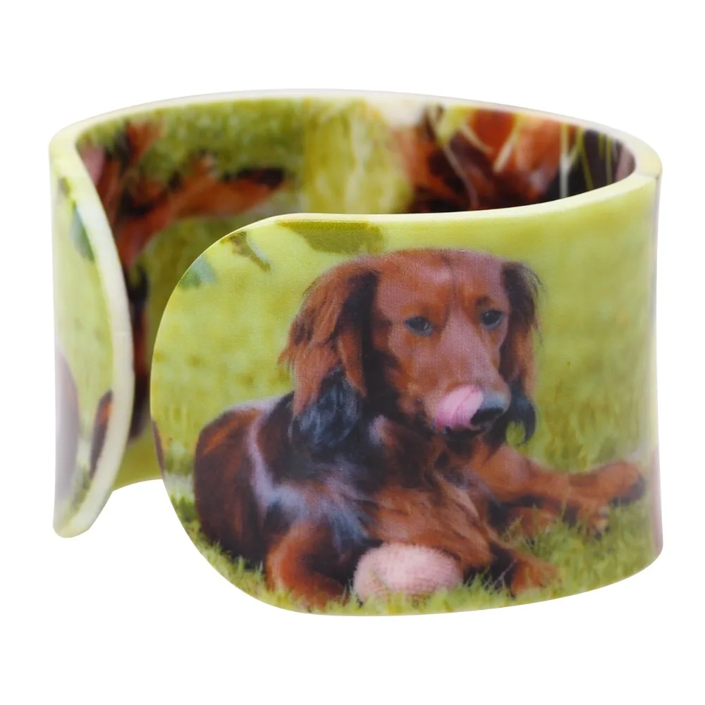 WEVENI пластиковые широкие браслеты с надписью Love Dachshund Dog для женщин легкие новые