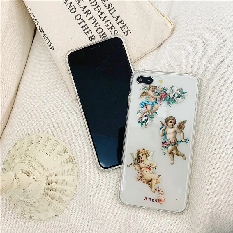 Niceking Angels чехол для телефона Fundas для iPhone X, XR, XS, MAX, 11 Pro, Max, 6 S, прозрачный чехол из ТПУ с цветочным принтом для мальчиков, чехол для iPhone 6, 6s, 7, 8 Plus