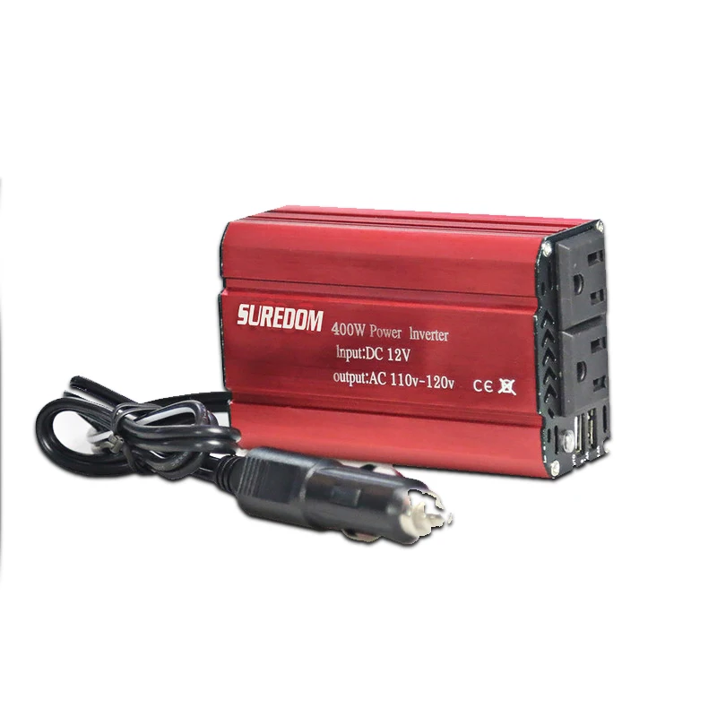 Автомобильный инвертор 400 W автомобиля Мощность конвертер 2 USB + розетки Зарядное